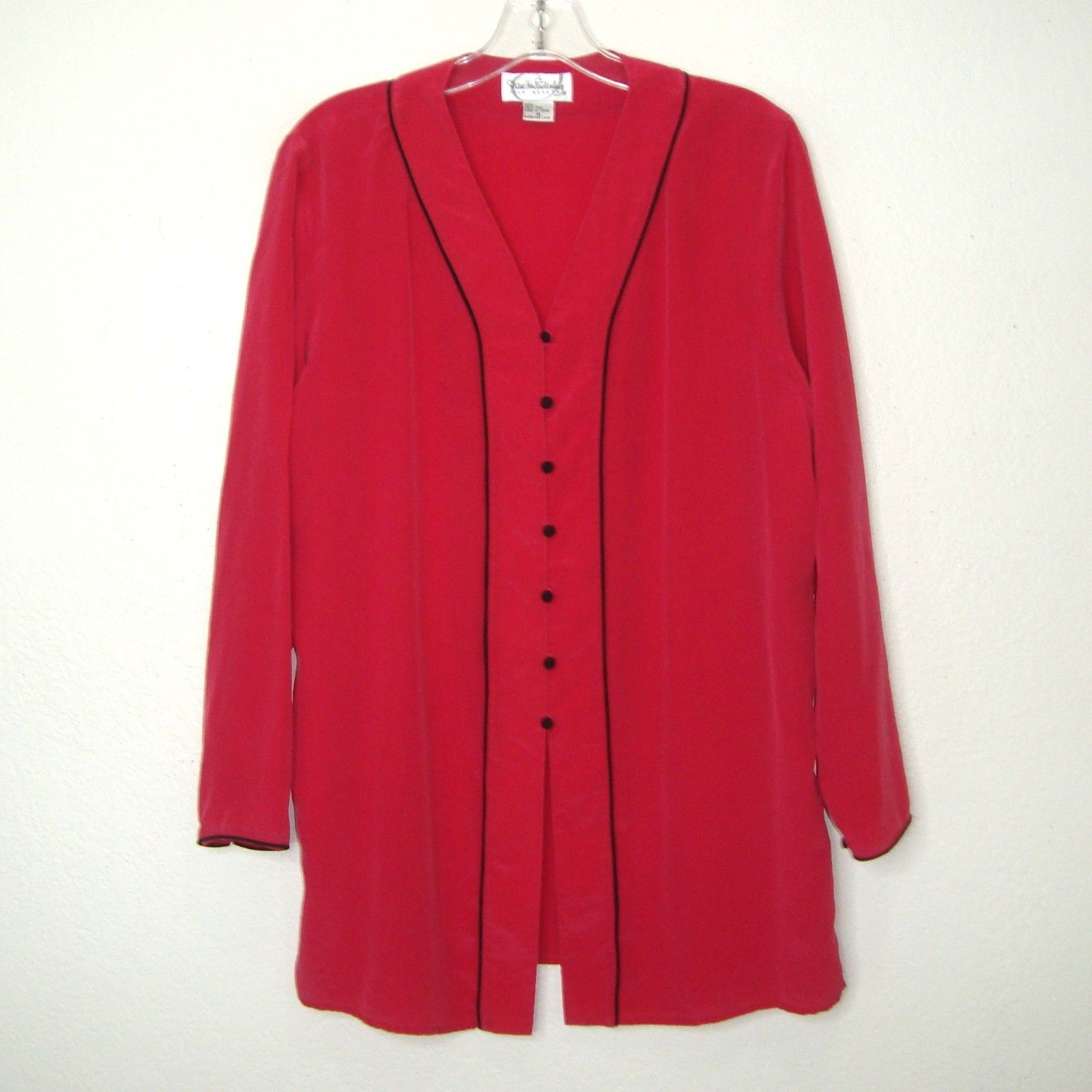 Vintage Diane Von Furstenberg Womens Dark Pink Silk Tunic Blouse Size M